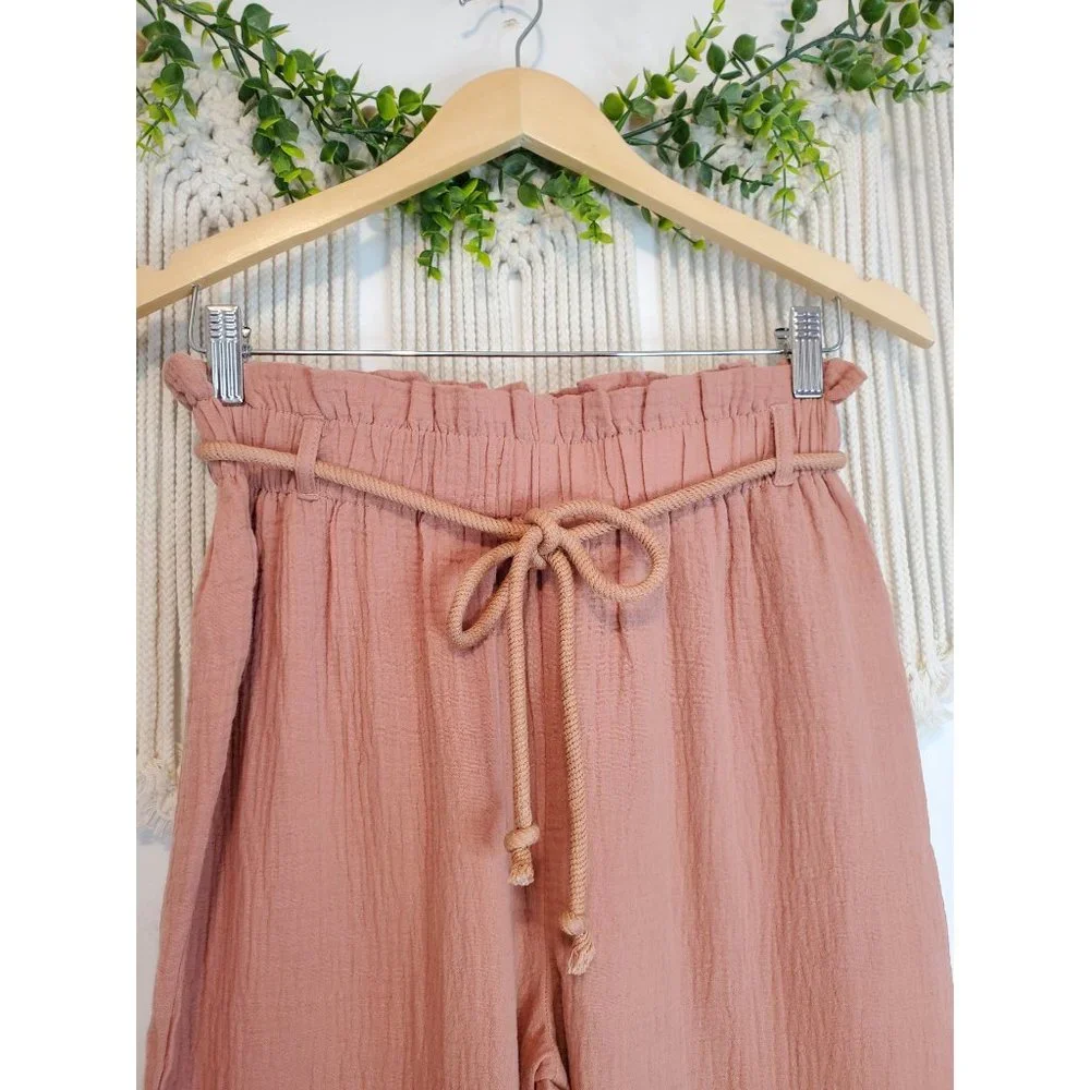 Pink Lily Gauze Straight Pants - Picture 5 of 8